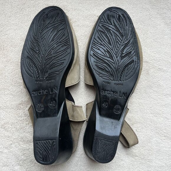 Arche Tan Nubuck Black Elastic Criss Cross Strap Heeled Sandal Women EU 40 US 9 - Picture 13 of 16